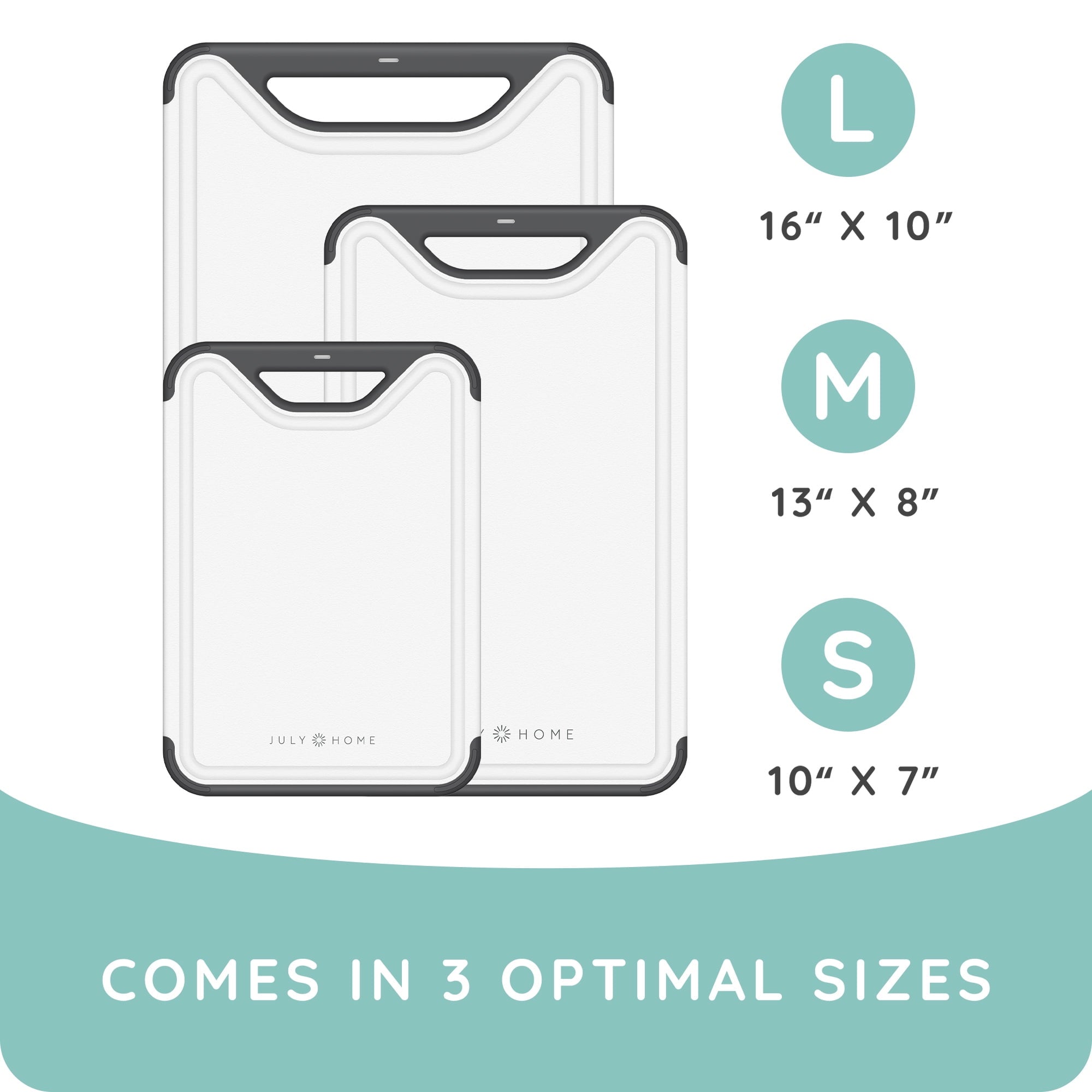 𝐁𝐏𝐀-𝐅𝐫𝐞𝐞 Cutting Boards for Kitchen - Plastic Cutting Board Set of 3, Dishwasher Safe Cutting Boards with Juice Grooves, Thick Chopping Boards for Meat, Veggies, Fruits, Non-Slip (Black)